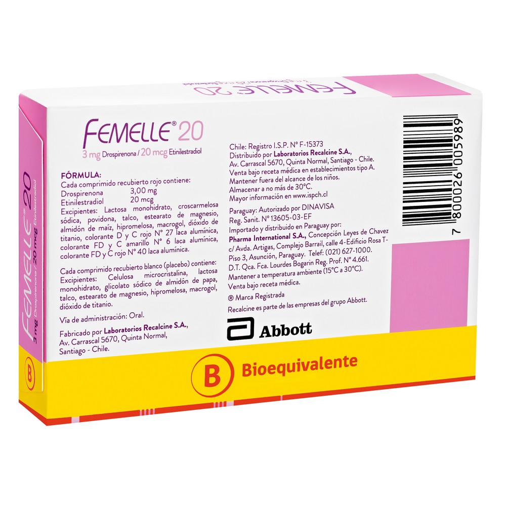 Femelle Drospirenona Mg Etinilestradiol Mcg Comprimidos