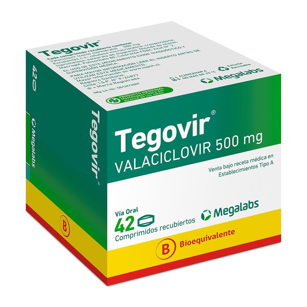 Tegovir Valaciclovir Mg Comprimidos Recubiertos Cruz Verde