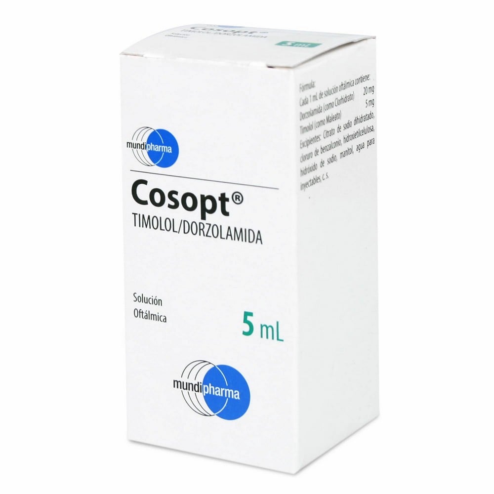 Cosopt Dorzolamida 20 mg Timolol 5 mg Solución Oftálmica 5 mL Cruz Verde