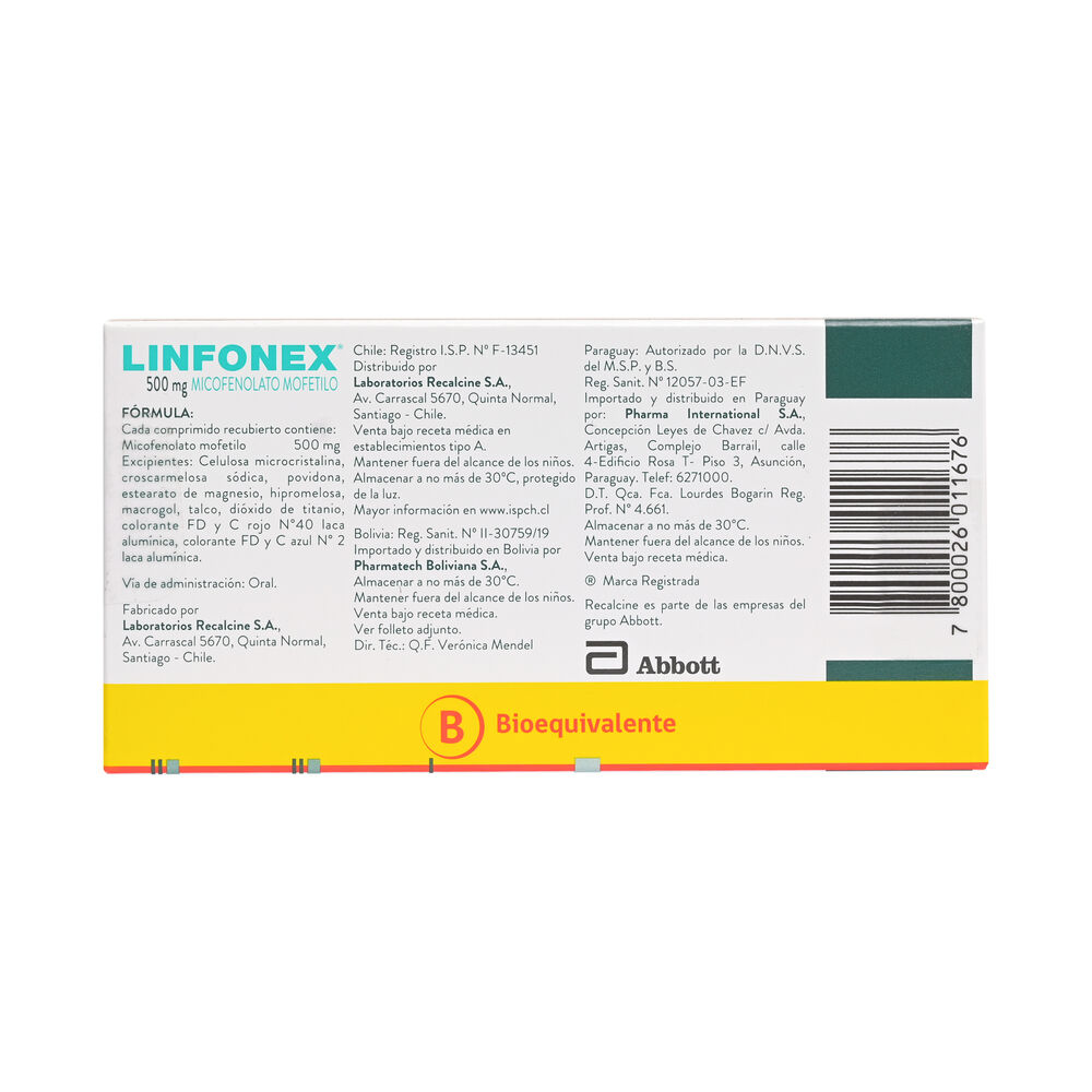 Linfonex-Micofenolato-Mofetilo-500-mg-30-Comprimidos-Recubiertos-imagen-2