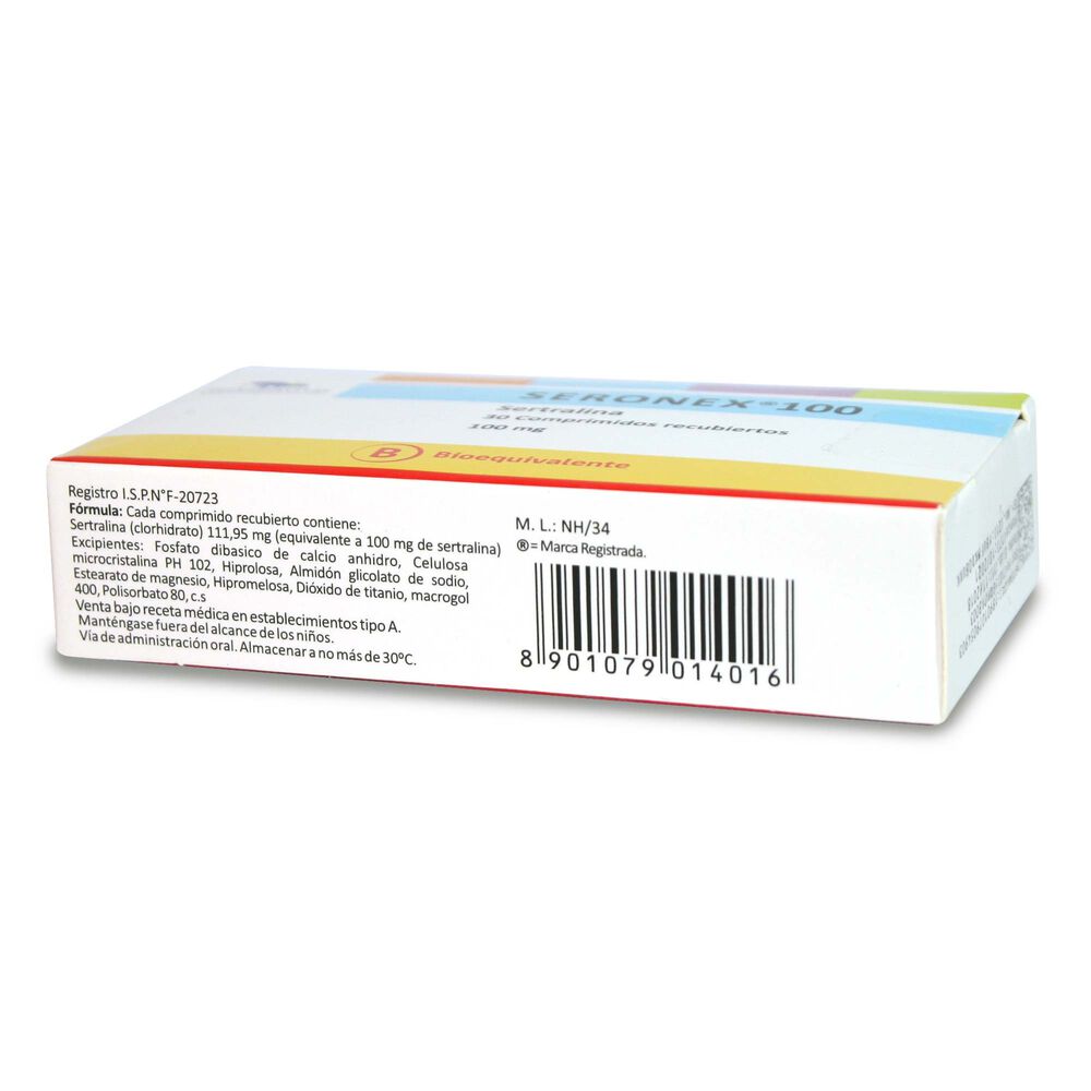 Seronex-Sertralina-100-mg-30-Comprimidos-Recubiertos-imagen-3