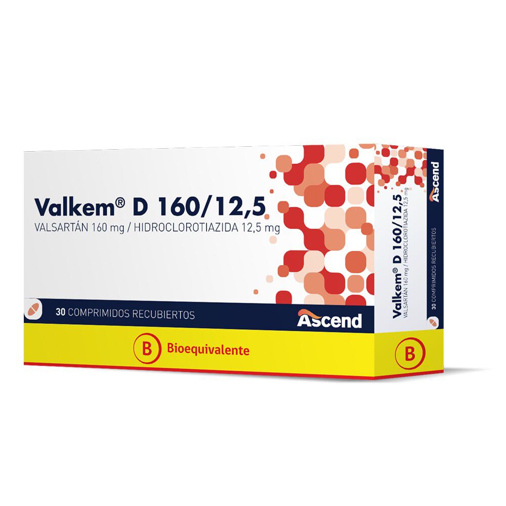 Valkem-D-Valsartán-160-mg-Hidroclorotiazida-12,5-mg-30-Comprimidos-Recubiertos-imagen-1