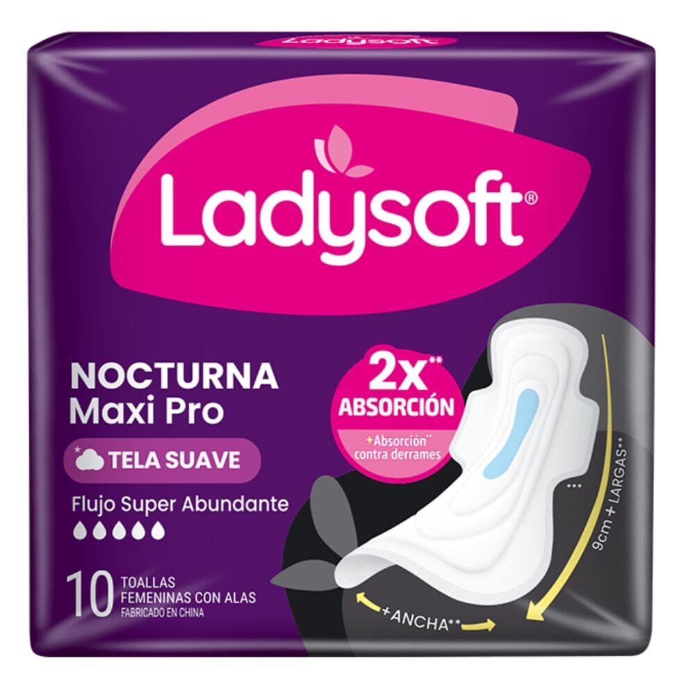 Toalla-Femenina-Normal-Nocturna-Ladysoft-Maxi-Pro-10-un-imagen-2