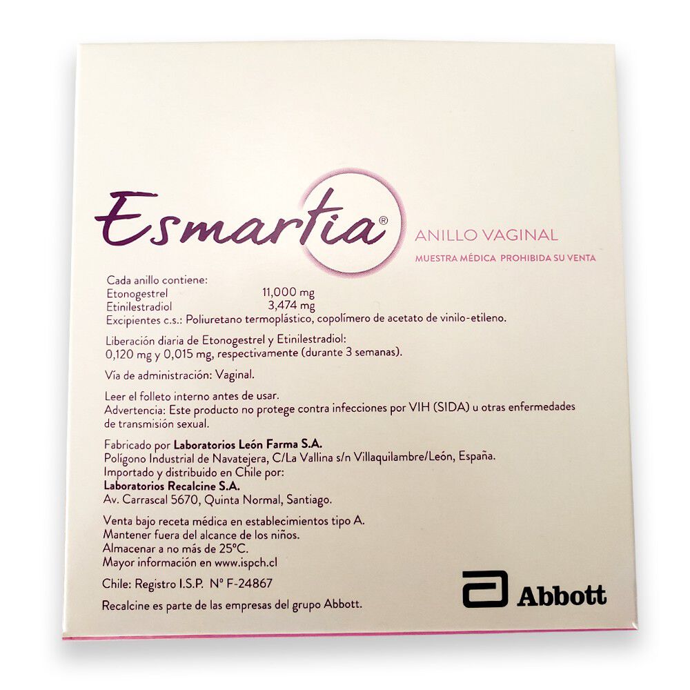 Esmartia-Etonogestrel-0,120-mg-/-Etinilestradiol-0,015-mg-Anillo-Vaginal-1-Anillo-imagen-2
