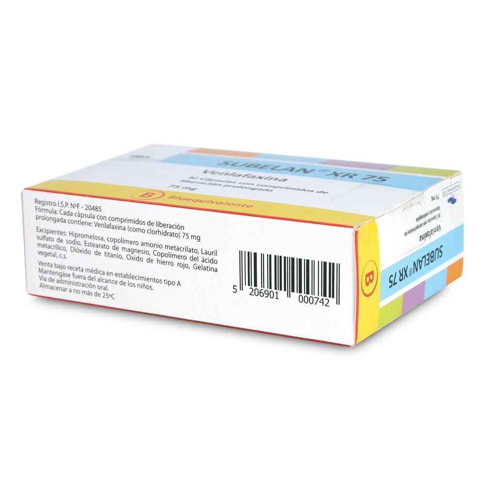 Subelan-XR-Venlafaxina-75-mg-30-Cápsulas-Liberación-Prolongada-imagen-3
