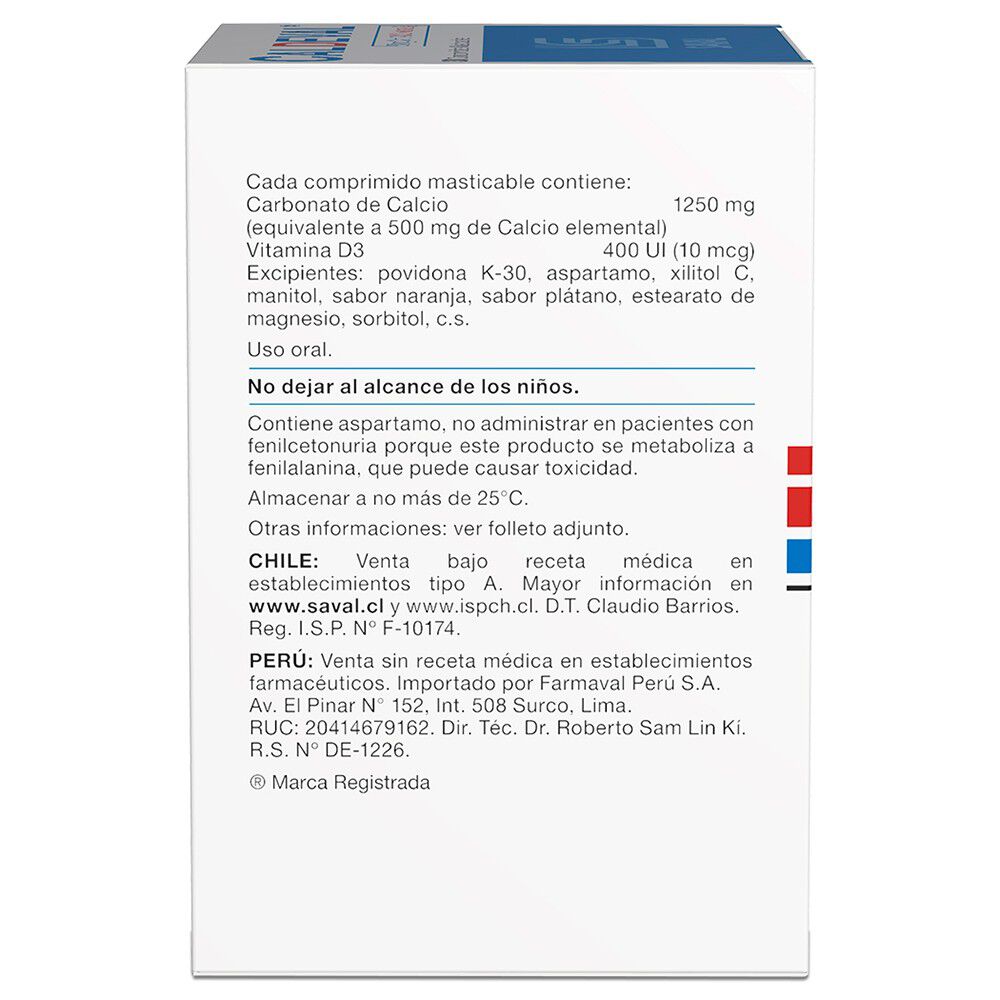Caldeval-Calcio-1250-mg-Vitamina-D3-400-UI-30-Comprimidos-Masticables-imagen-2