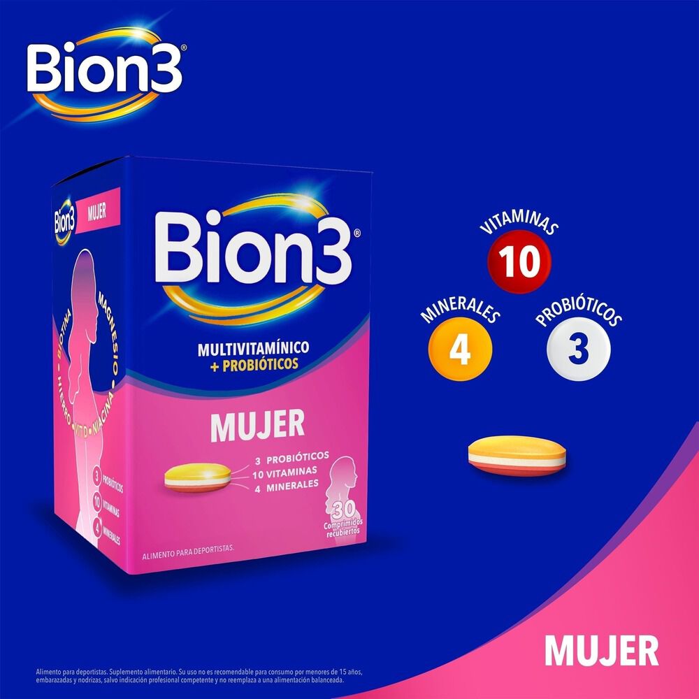 Bion3-Mujer-Multivitamínico-con-Probióticos-30-Comprimidos-imagen-3