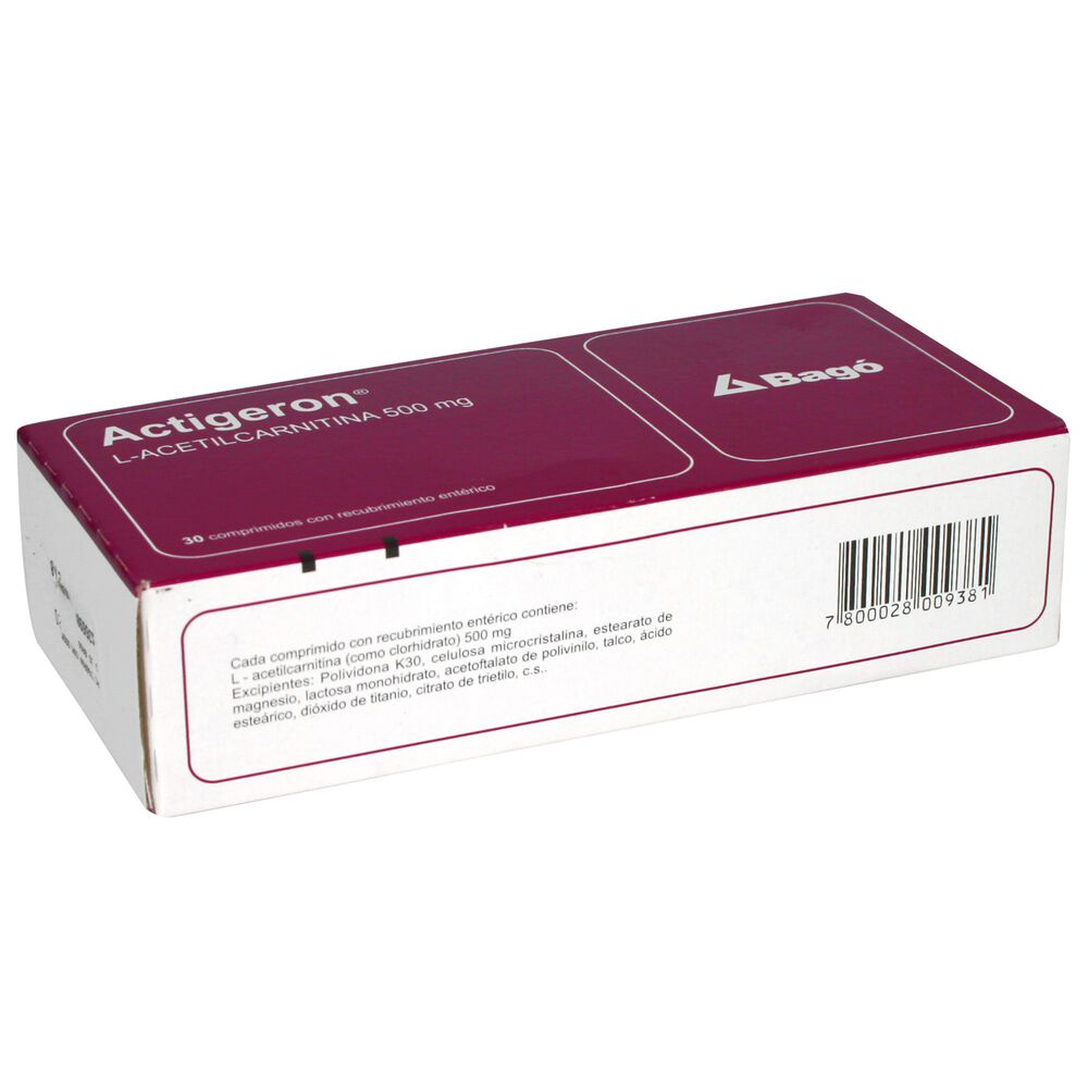 Actigeron-L-Acetilcarnitina-500-mg-30-Comprimidos-Recubierto-imagen-3