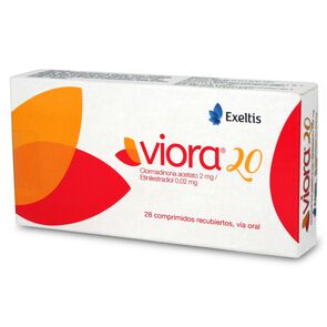 Viora-20-Clormadinona-Acetato-2-mg-/-Etinilestradiol-0,02-mg-28-Comprimidos-Recubiertos-imagen