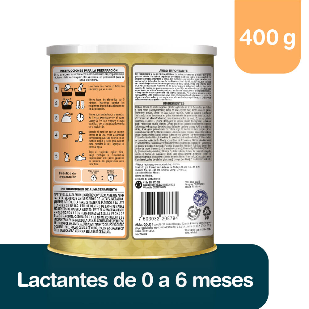 Formula-Lactea-de-Inicio-Gold-en-Polvo-0-6-Meses-400-gr-imagen-2