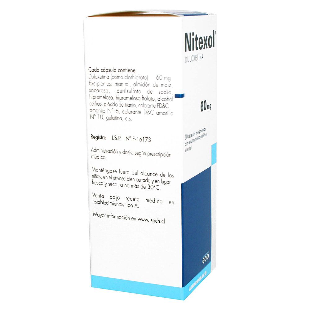 Nitexol-Duloxetina-60-mg-30-Cápsulas-Recubrimiento-Enterico-imagen-3