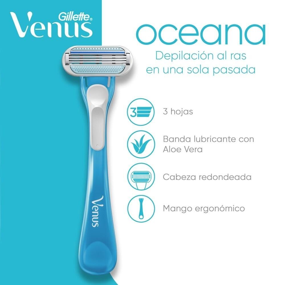 Venus-Oceana-Maquina-de-Afeitar-Desechable-3-Hojas-con-Aloe-Mujer-X2-imagen-2