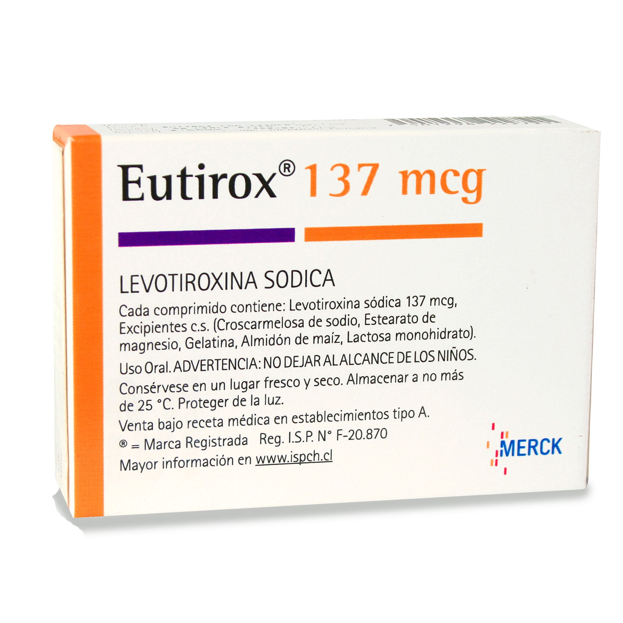 Eutirox 137 Levotiroxina 137 mcg 50 Comprimidos