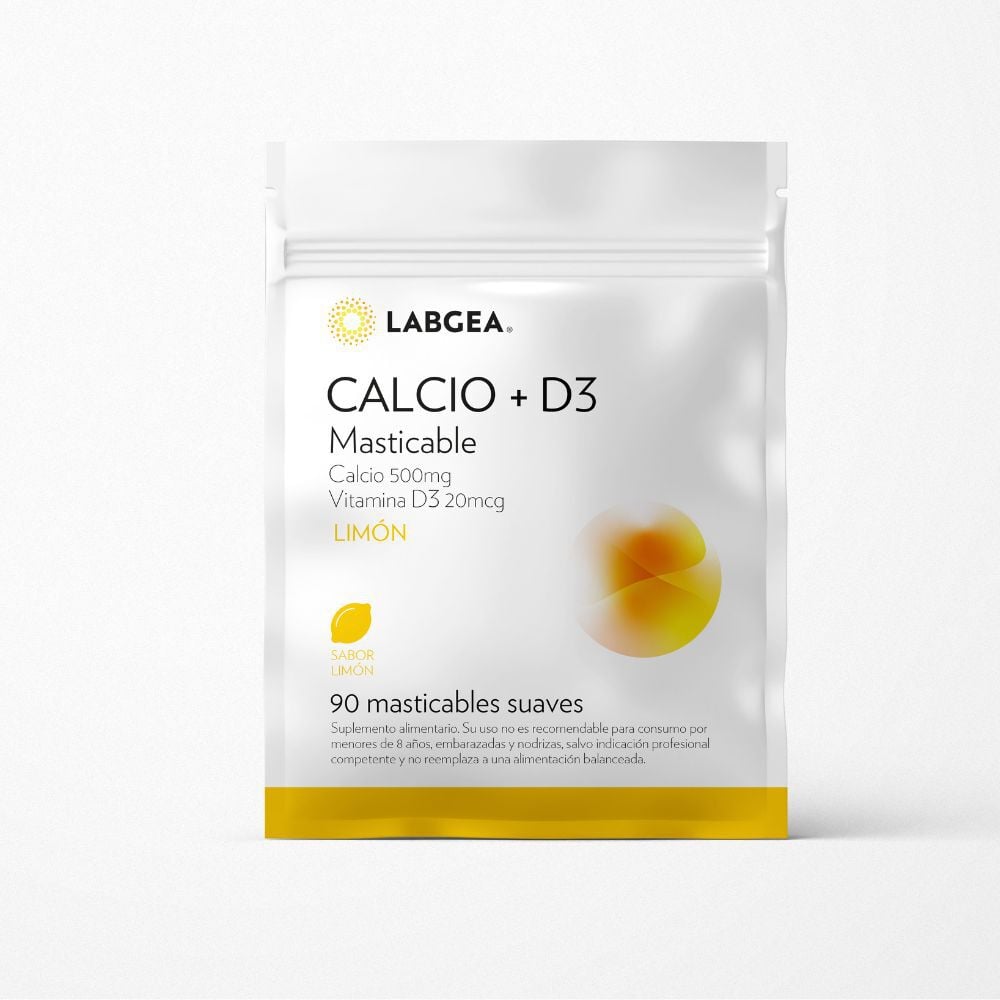 Calcio + Vitamina D3. 90 Masticables Suaves Sabor Limón