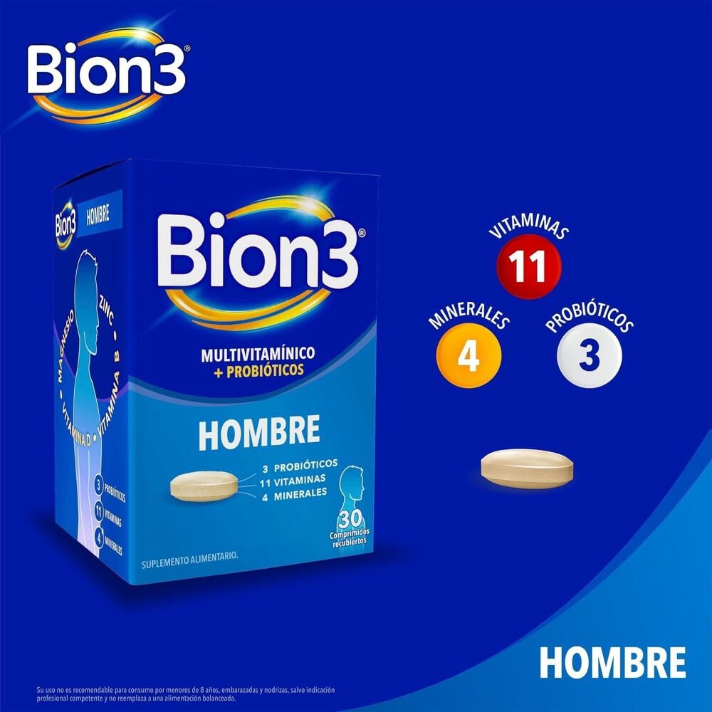 Bion3-Hombre-Multivitamínico-con-Probióticos-30-Comprimidos-imagen-3