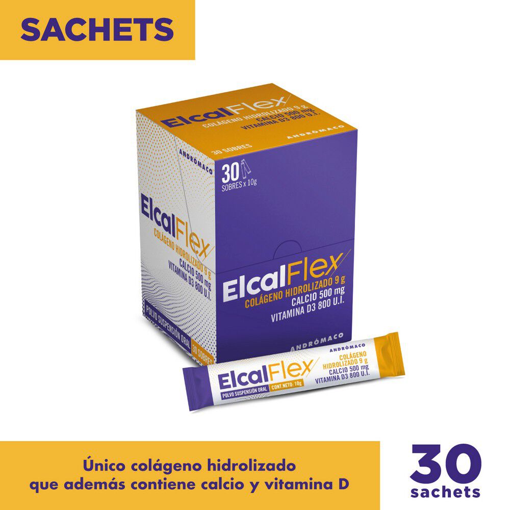 Elcal-Flex-Colageno-Hidrolizado-Polvo-Suspension-Oral-30-Sobres-imagen-1