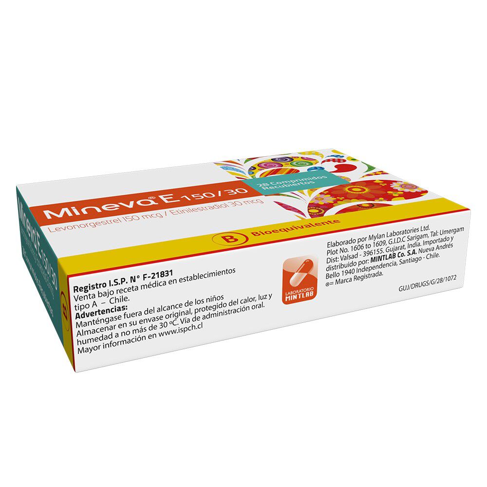 Mineva-E-150/30-Levonorgestrel-150-mcg-Etinilestradiol-30-mcg-28-Comprimidos-imagen-3
