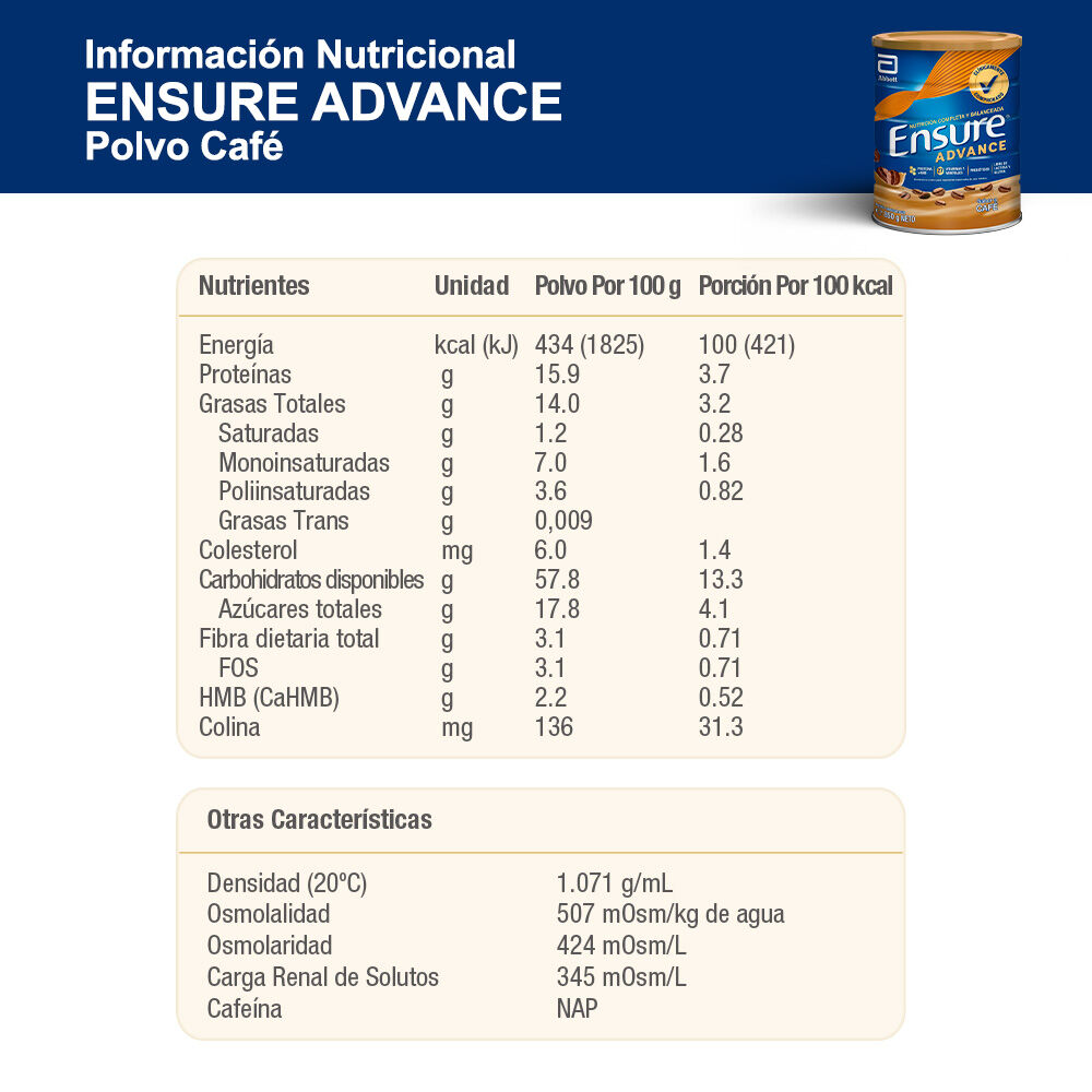 Ensure-Advance-Café-850-g-imagen-3