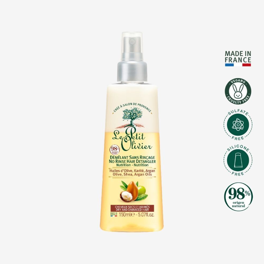 Le-Petit-Olivier-Desenredante--bifásico-para-cabellos-seco-y-dañado-con-Aceite-de-Oliva,-Aceite-de-Argán-y-Karité-150-ml--imagen-1