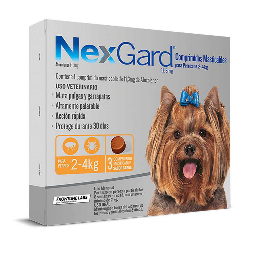 Nexgard-Afoxolaner-11,3-mg-3-Comprimido-Masticable-Sabor-Carne-imagen