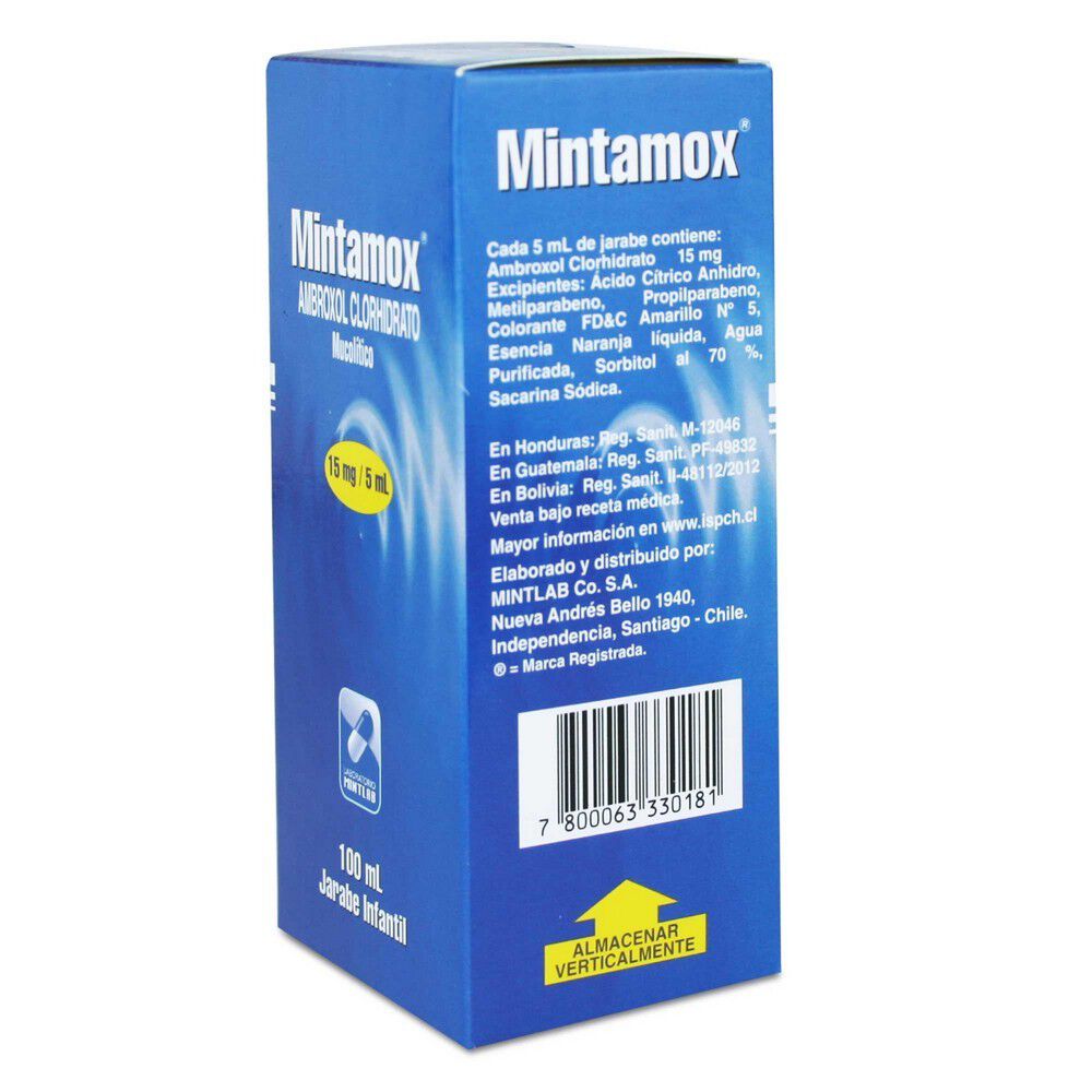 Mintamox Pediatrico Ambroxol 15 mg/5mL Jarabe 100 mL