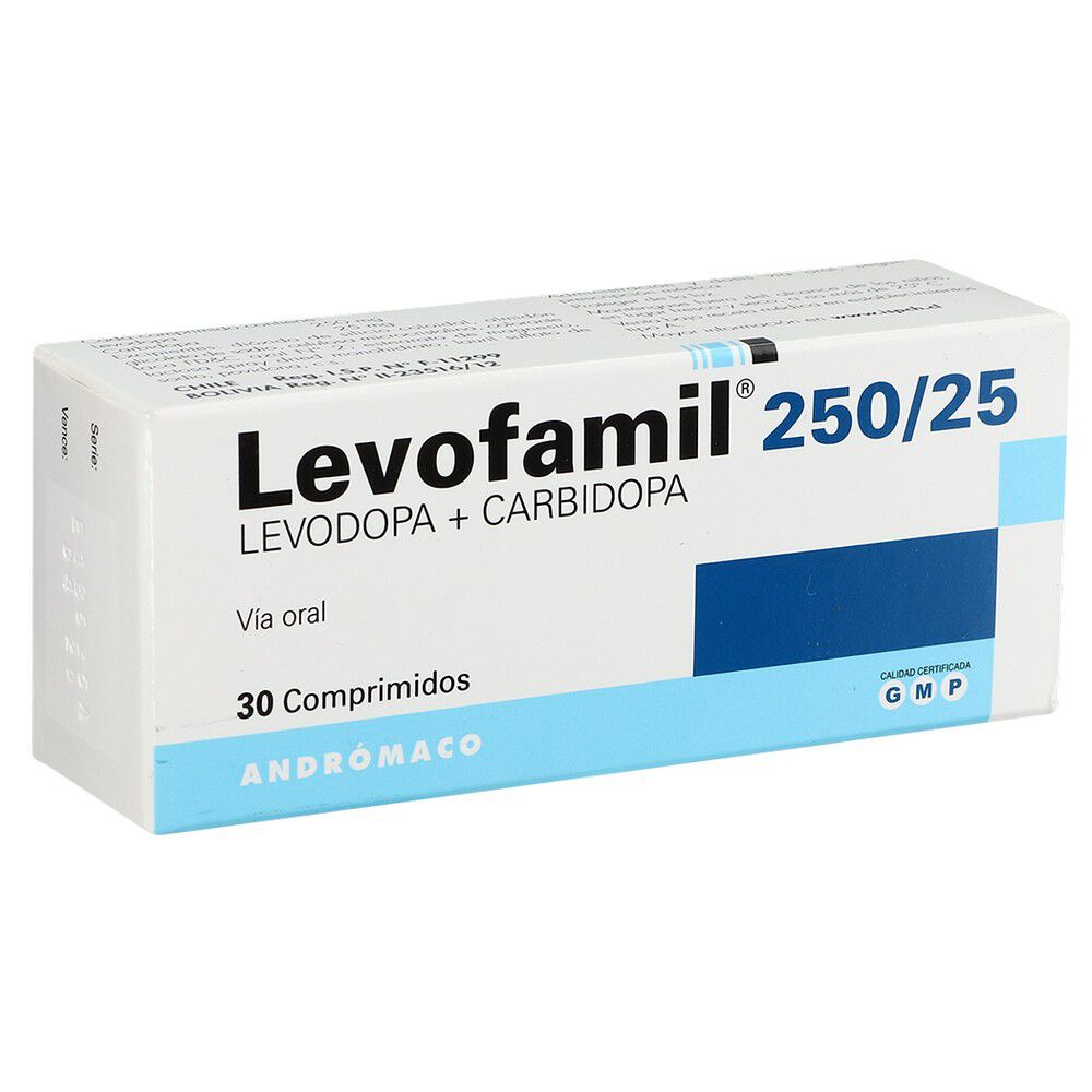 Levofamil-Levodopa-250-mg-Carbidopa-25-mg-30-Comprimidos-imagen-1