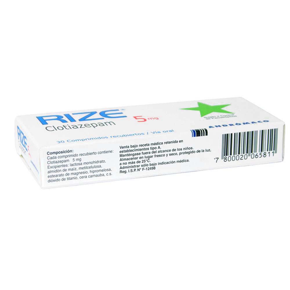 Rize-Clotiazepam-5-mg-30-Comprimidos-Recubiertos-imagen-2