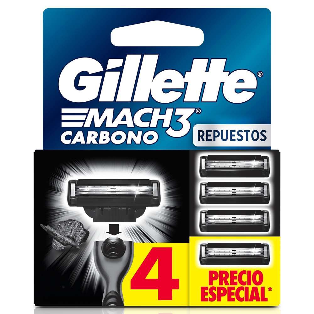 Repuesto-M&aacute;quina-Afeitar-Mach3-Carbono-4-Uds-imagen-1