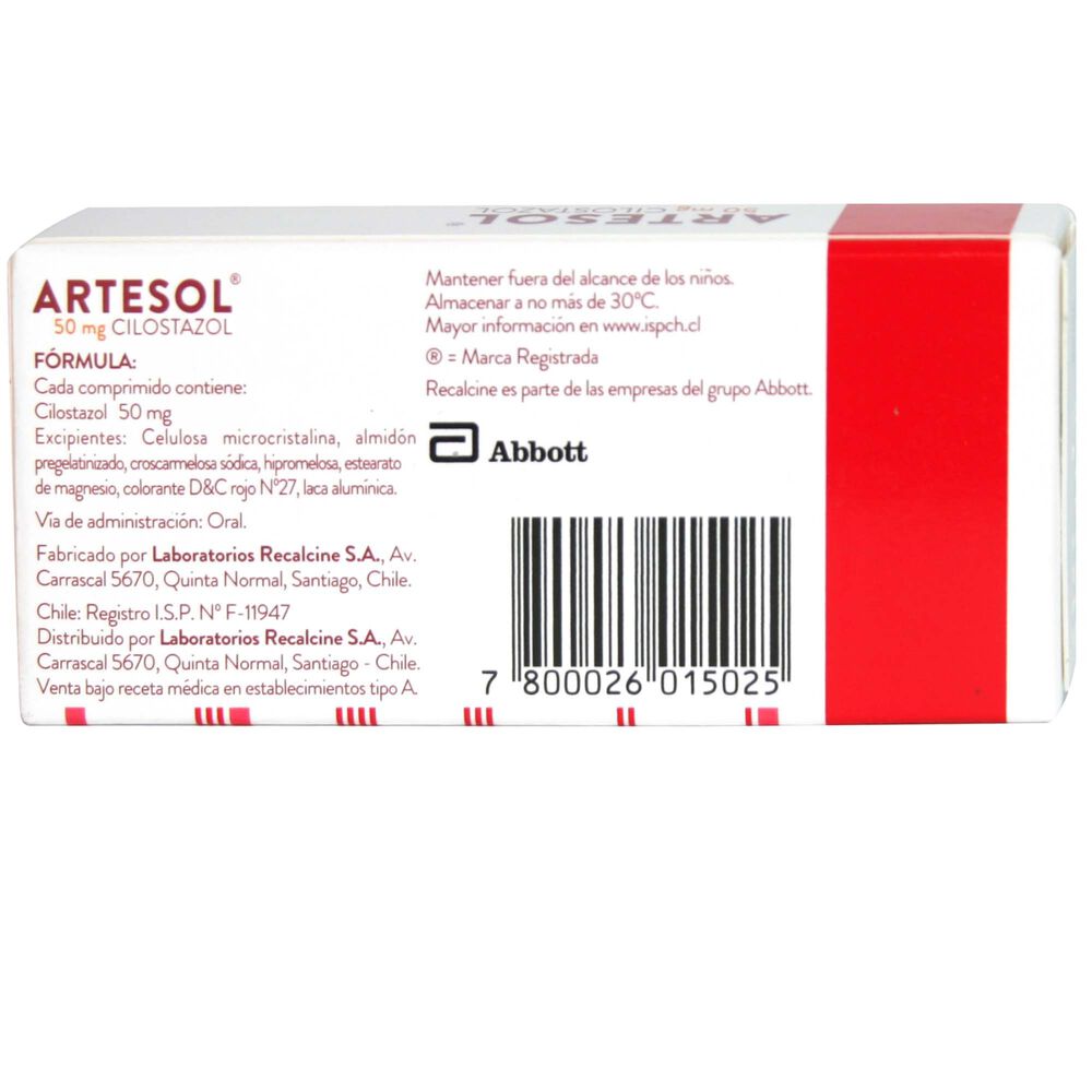 Artesol-Cilostazol-50-mg-30-Comprimidos-imagen-2