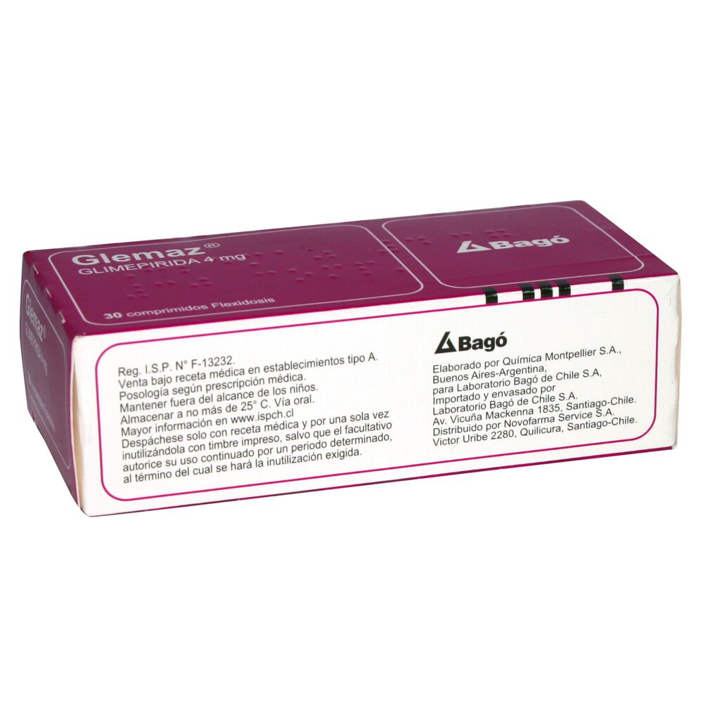 Glemaz Glimepirida 4 mg 30 Comprimidos