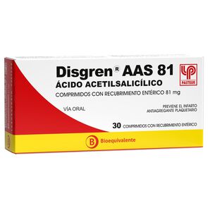Disgren-AAS-81-&Aacute;cido-Acetilsalic&iacute;lico-81-mg-30-Comprimidos-Recubiertos-imagen