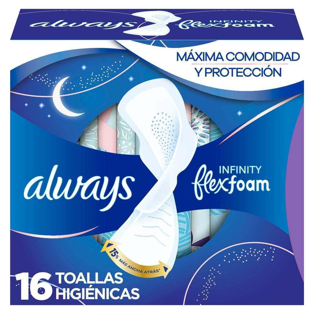 Toalla-Higi&eacute;nica-Nocturna-Ultradelgada-Infinity-Con-FlexFoam-Tela-Suave-16-Unidades-imagen-1