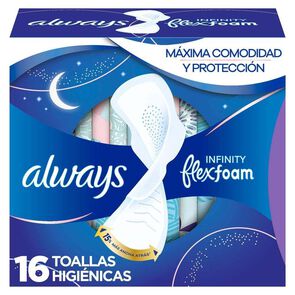 Toalla-Higi&eacute;nica-Nocturna-Ultradelgada-Infinity-Con-FlexFoam-Tela-Suave-16-Unidades-imagen