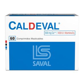 Caldeval-Calcio-500-mg-Vitamina-D3-400-UI-60-Comprimidos-Masticables-imagen