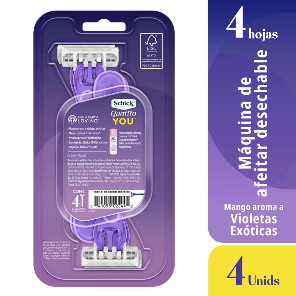 Máquina-de-Afeitar-Quatro-You-Desechable-imagen-2