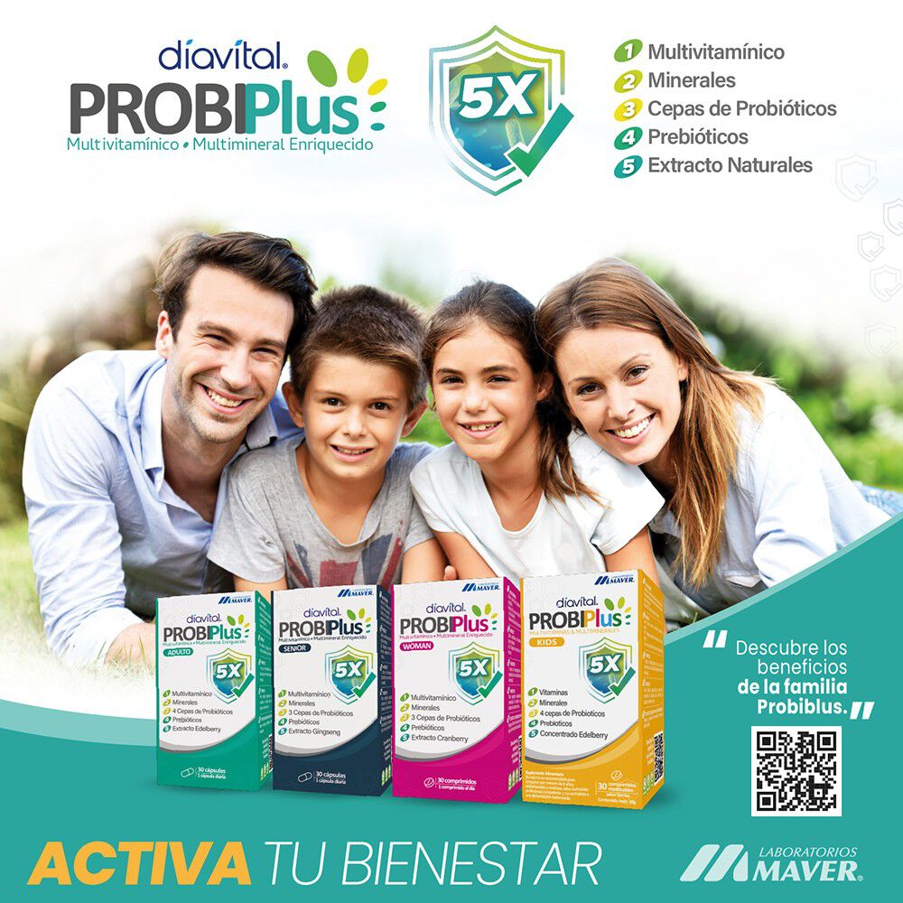 Probiplus-Senior-con-Probióticos,-Prebióticos,-Vitaminas,-Minerales-y-Extracto-Ginseng-30-Cápsulas-imagen-3