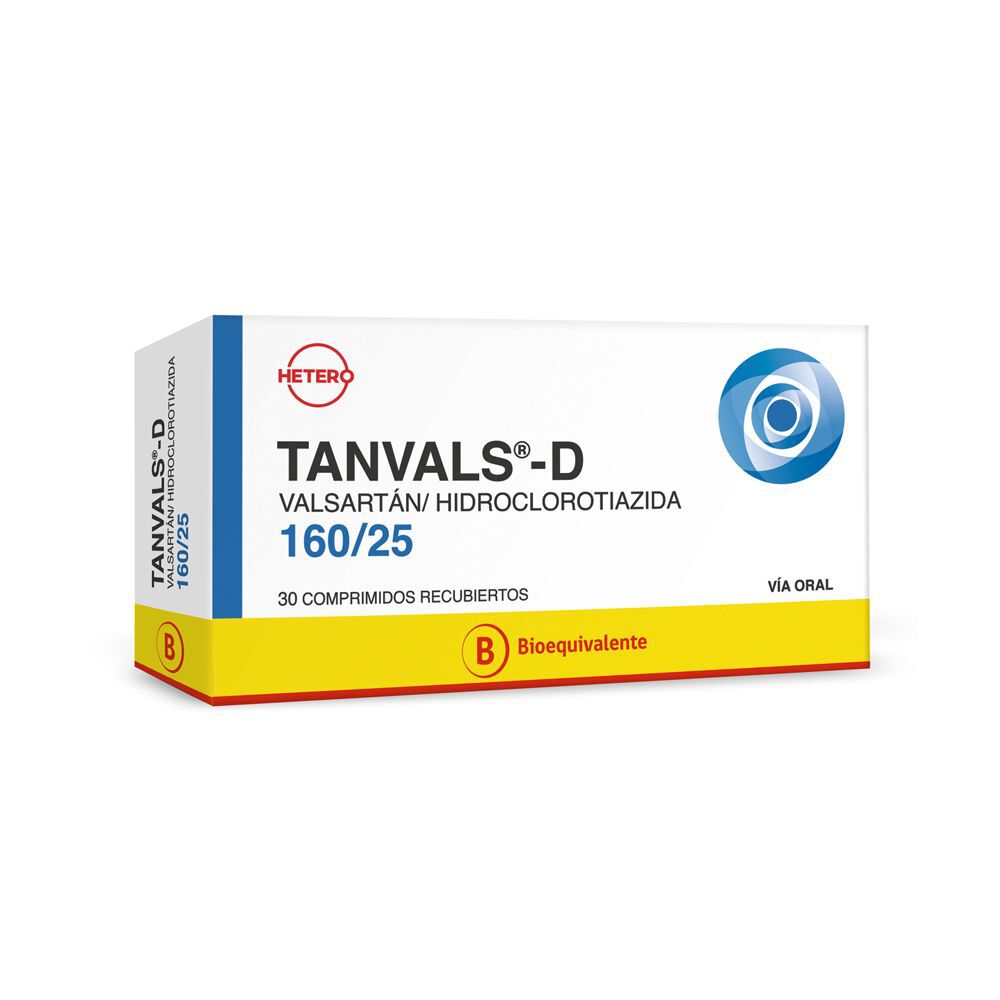 Tanvals-D-Valsart&aacute;n-Hidroclorotiazida-160Mg/25Mg.-30-Comprimidos-Recubiertos-imagen