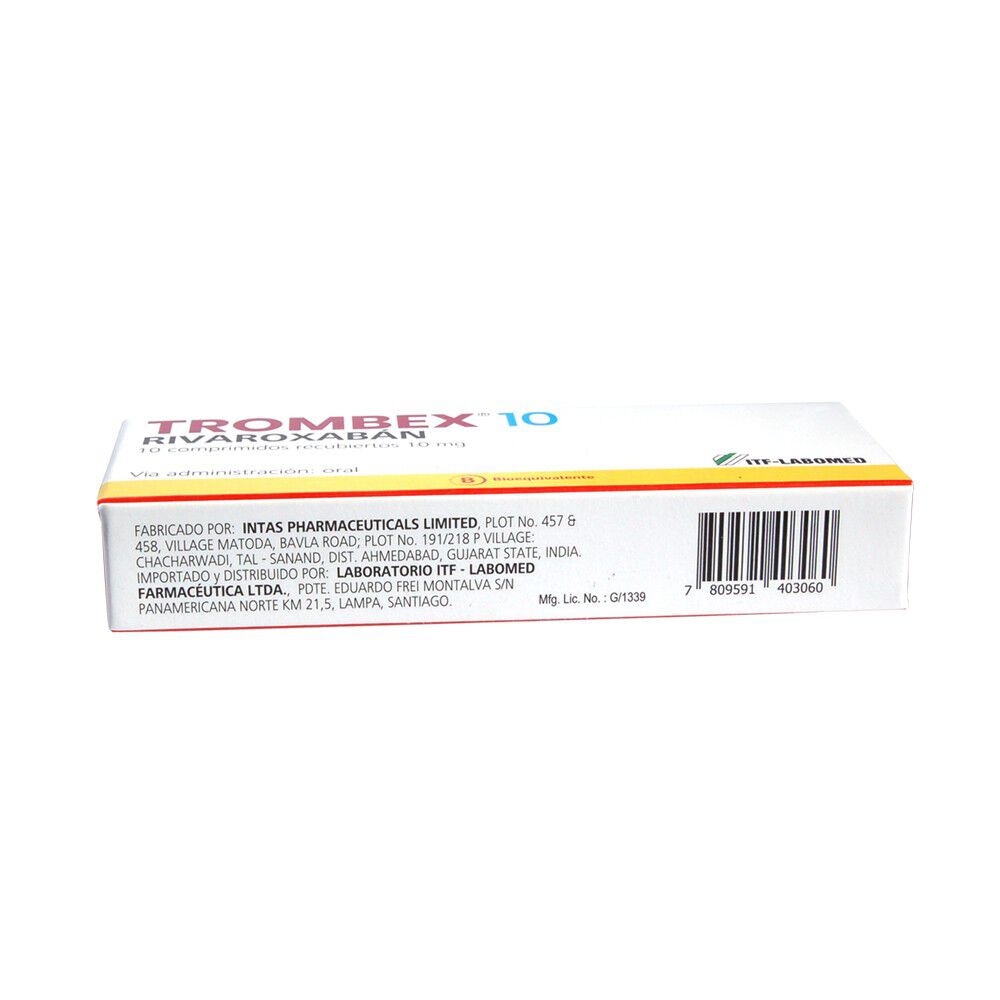 Trombex-10-Rivaroxabán-10-mg-10-Comprimidos-Recubiertos-imagen-3