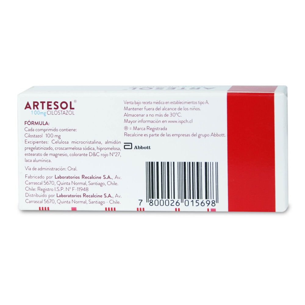 Artesol-Cilostazol-100-mg-30-Comprimidos-imagen-2