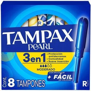 Tamp&oacute;n-Pearl-Regular-con-Aplicador-Flujo-Leve-a-Moderado-8-Unidades-imagen