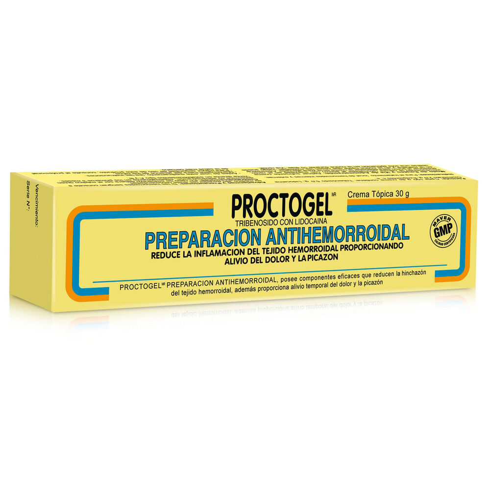 Proctogel Tribenósido 5 gr Lidocaína Clorhidrato 2 gr Crema Tópica 30 gr