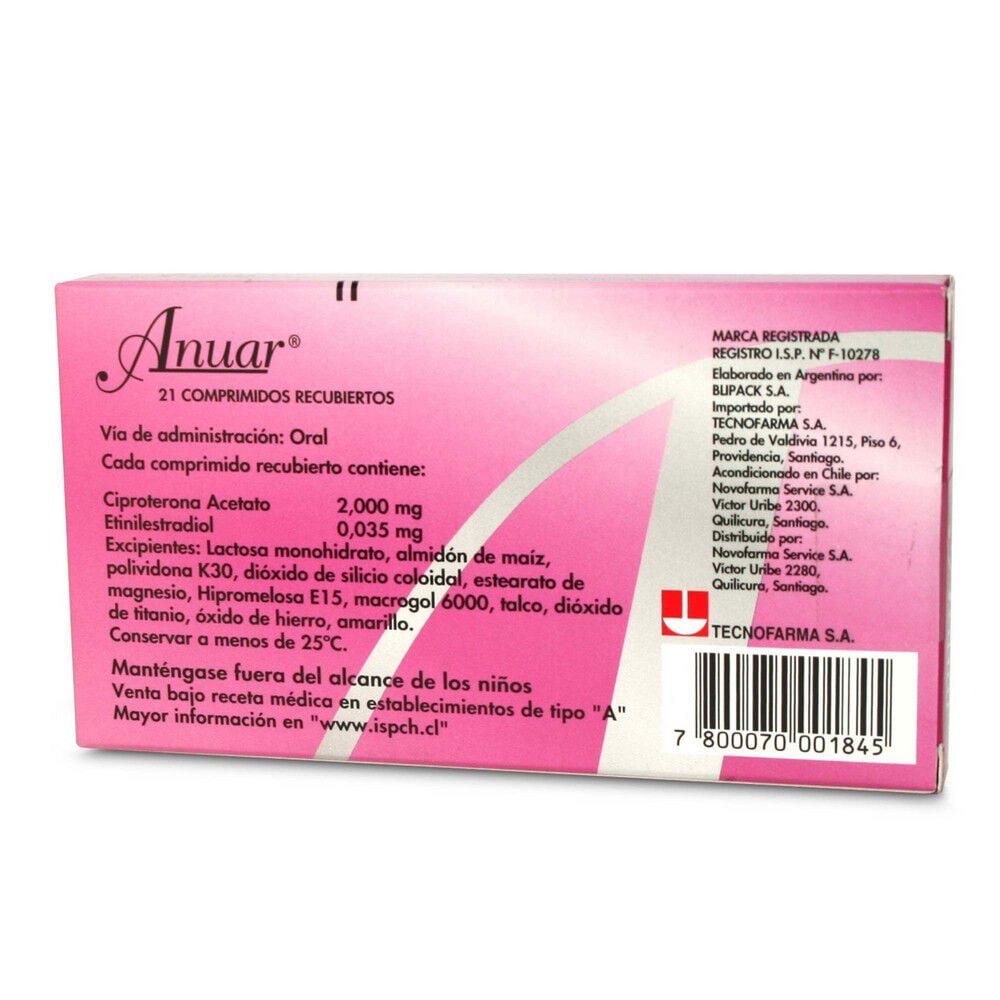 Anuar-Ciproterona-2-mg-Etinilestradiol-0,035-mg-21-Comprimidos-Recubiertos-imagen-2
