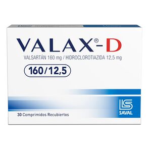 Valax-D-160/12,5-Valsartan-160-mg-Hidroclorotiazida-12,5-mg-30-Comprimidos-Recubiertos-imagen