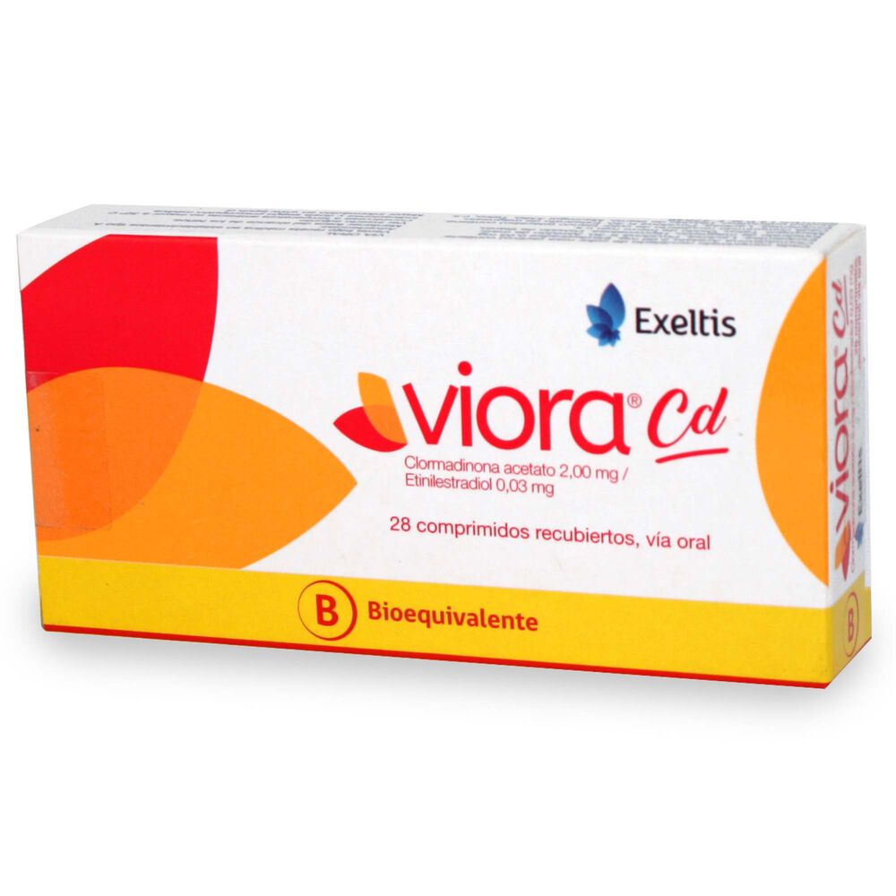 Viora-CD-Clormadinona-Acetato-2-mg-/-Etinilestradiol-0,03-mg-28-comprimidos-Recubiertos-imagen-1