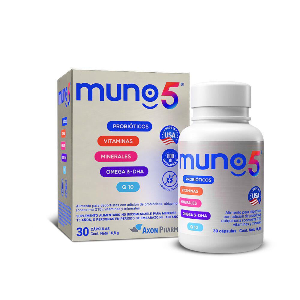 Muno-5-Probiótico-Suplemento-Alimentario-30-Cápsulas-imagen-1