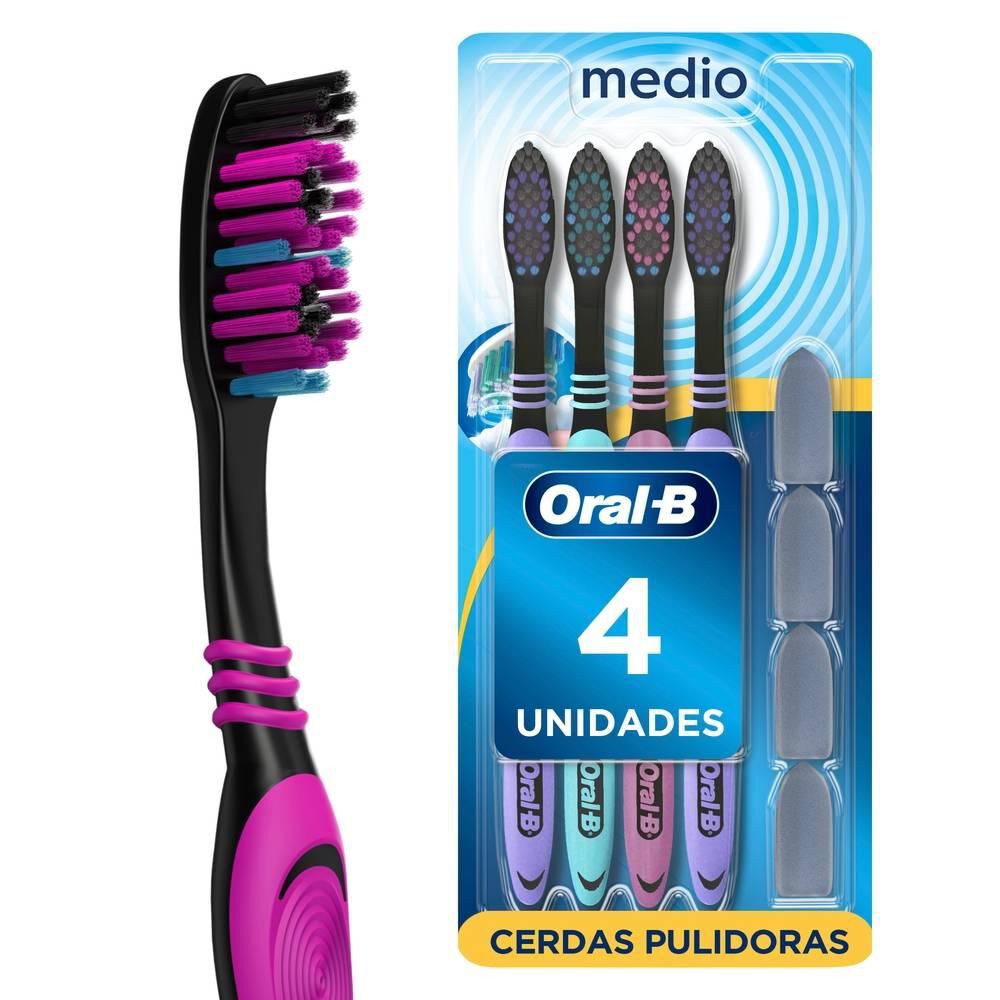 Cepillo-de-Dientes-Complete-Black-Cerdas-Medias-4-Uds-+-4-Tapas-imagen-1