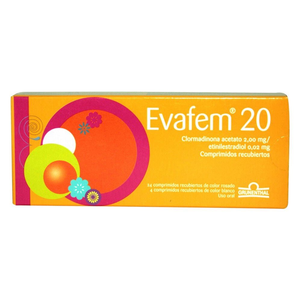 Evafem-20-Clormadinona-2-mg-28-Comprimidos-Recubiertos-imagen-1