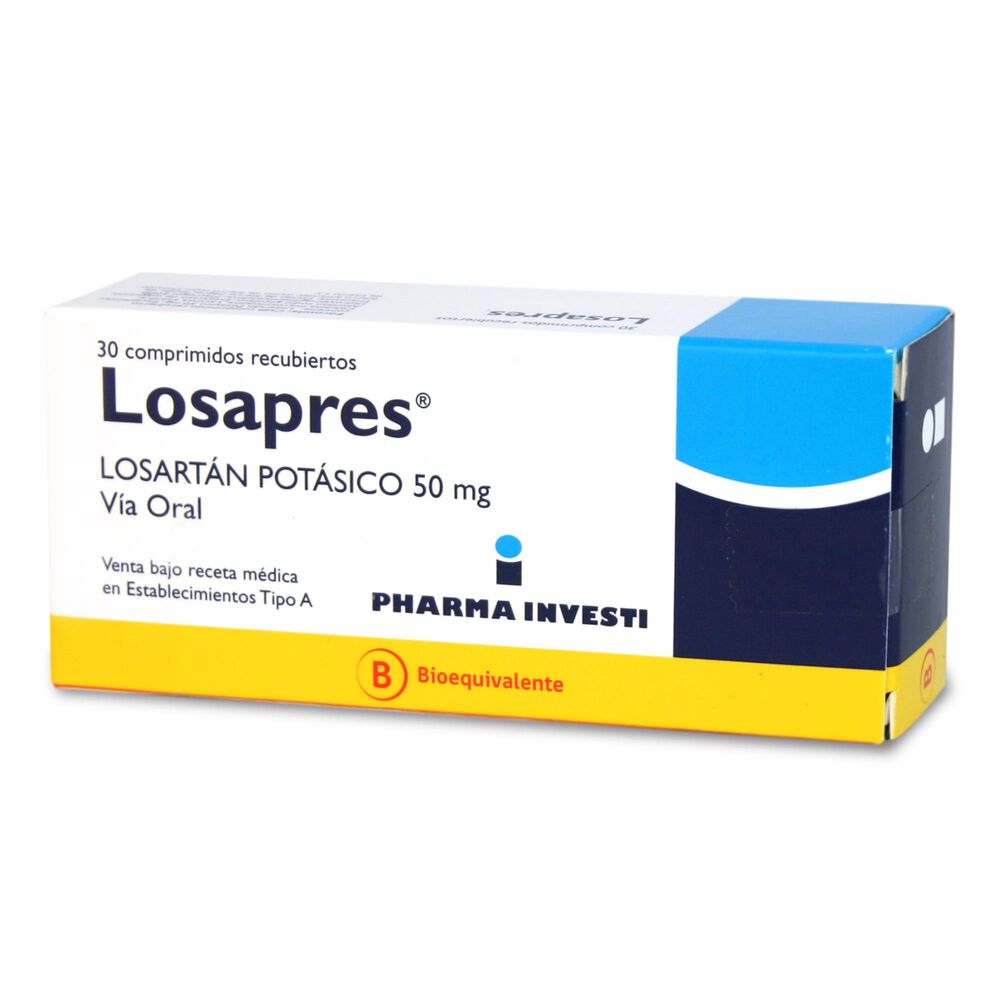 Losapres-Losartán-Potásico-50-mg-30-Comprimidos-Recubiertos-imagen-1