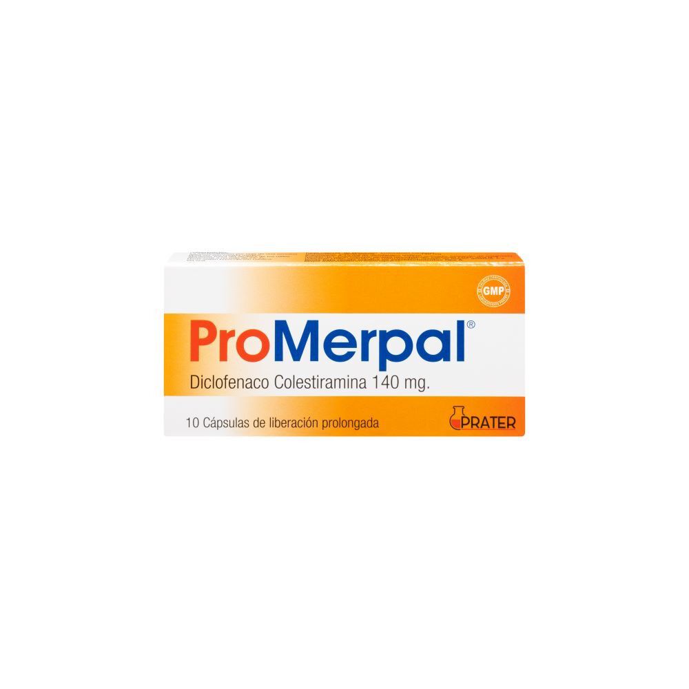 Promerpal Diclofenaco Colestiramina 140 mg 10 Cápsulas