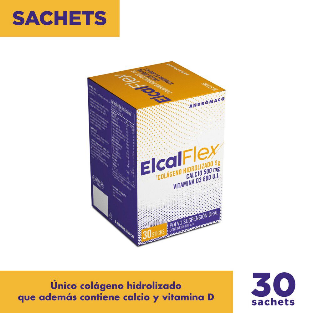 Elcal-Flex-Colageno-Hidrolizado-Polvo-Suspension-Oral-30-Sobres-imagen-3